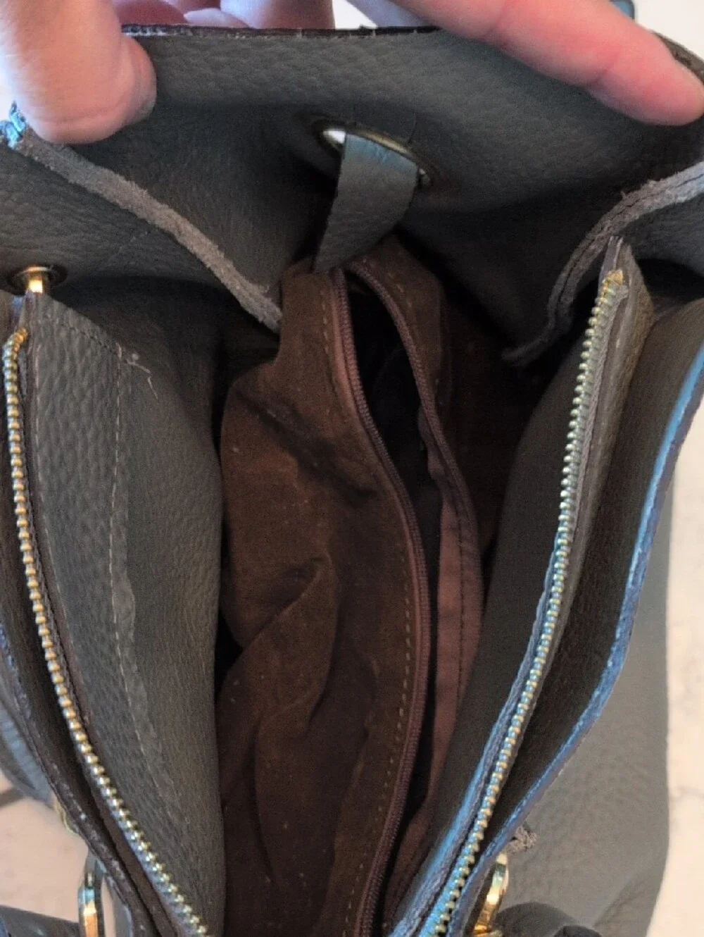 Italian Leather Tassel Satchel Handbag in Dove Gray NWOT